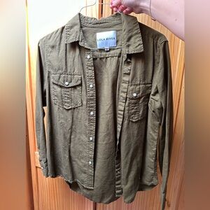 Lola River Women's Olive Button Down Shirt